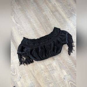 Wilson's leather Fringe crop top